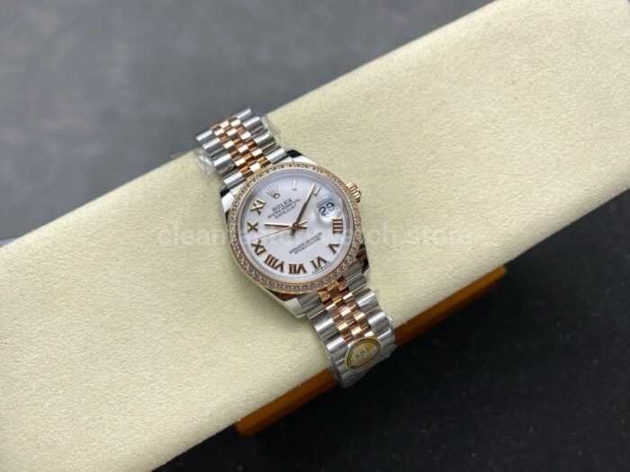 ARF Factory Counterweight Rolex Datejust 278381RBR 0004 31mm Rose Gold Diamond Bezel Roman Numerals White Di 4 Super Clone Watch,Clean Factory Watch
