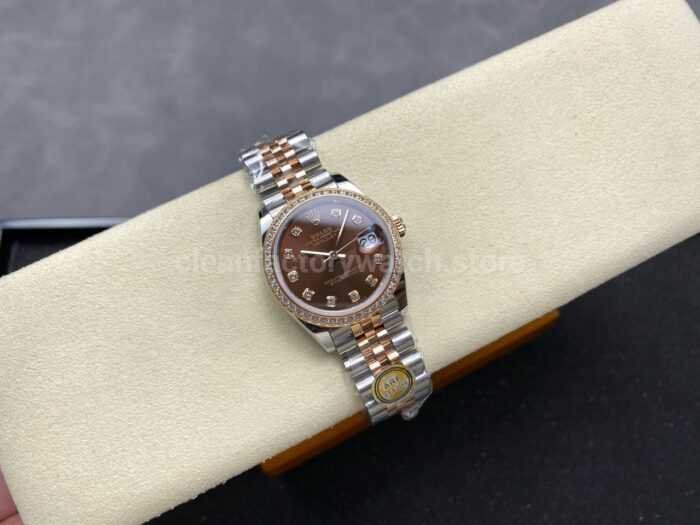ARF Factory Counterweight Rolex Datejust 278381RBR 0028 31mm Rose Gold Diamond Bezel Brown Dial 5 Super Clone Watch,Clean Factory Watch
