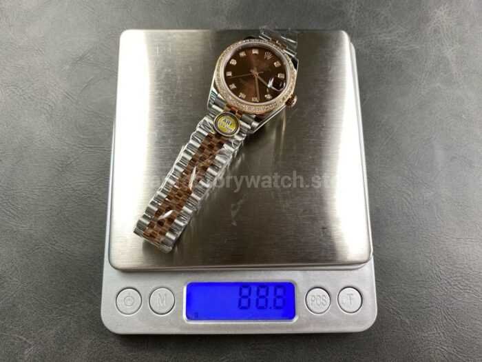 ARF Factory Counterweight Rolex Datejust 278381RBR 0028 31mm Rose Gold Diamond Bezel Brown Dial 7 Super Clone Watch,Clean Factory Watch