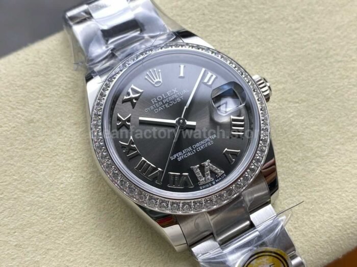 ARF Factory Counterweight Rolex Datejust 278384RBR-0031 31mm Diamond Bezel Roman VI Dark Grey Dial - Image 2