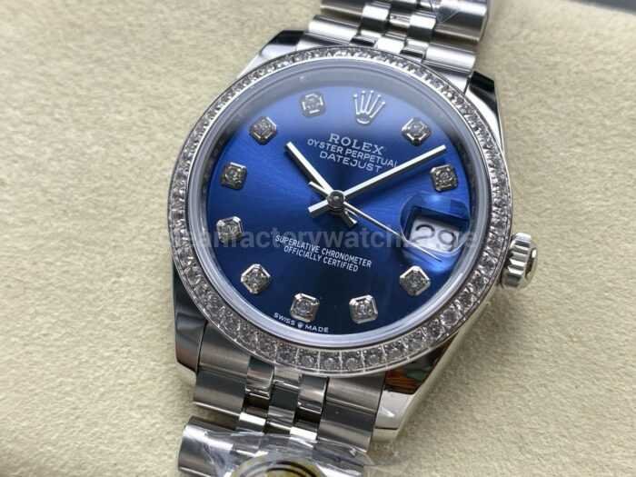 ARF Factory Counterweight Rolex Datejust Jubilee 278384RBR 31mm Diamond Bezel Blue Dial 2 Super Clone Watch,Clean Factory Watch