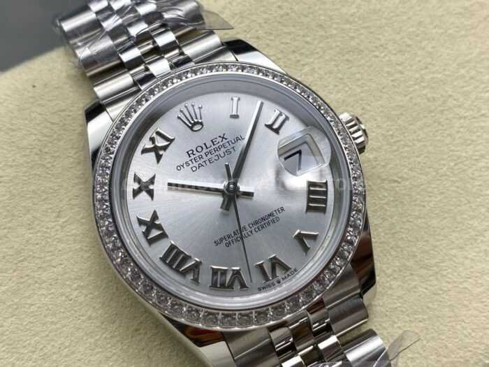 ARF Factory Counterweight Rolex Datejust Jubilee 278384RBR 31mm Diamond Bezel Silver Dial 2 Super Clone Watch,Clean Factory Watch