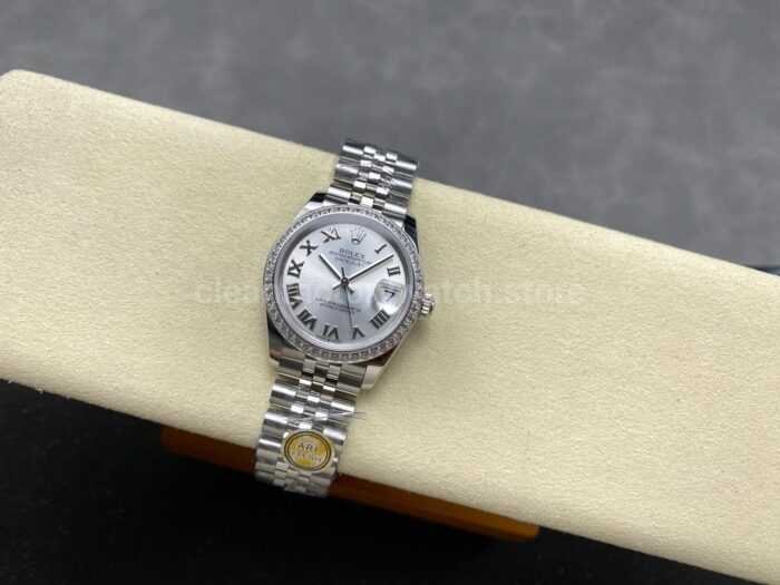 ARF Factory Counterweight Rolex Datejust Jubilee 278384RBR 31mm Diamond Bezel Silver Dial 9 Super Clone Watch,Clean Factory Watch