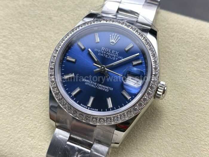 ARF Factory Counterweight Rolex Datejust Oyster 278384RBR 31mm Diamond Bezel Blue Dial 2 Super Clone Watch,Clean Factory Watch