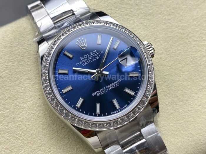 ARF Factory Counterweight Rolex Datejust Oyster 278384RBR 31mm Diamond Bezel Blue Dial 3 Super Clone Watch,Clean Factory Watch