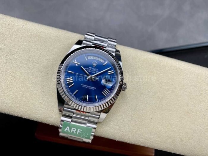 ARF Factory Counterweight Rolex Day-Date 228239-0007 White Gold Roman Numerals Blue Dial - Image 4