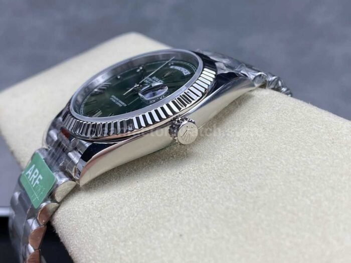ARF Factory Counterweight Rolex Day-Date 228239-0033 40mm White Gold Roman Numerals Olive Green Dial - Image 6