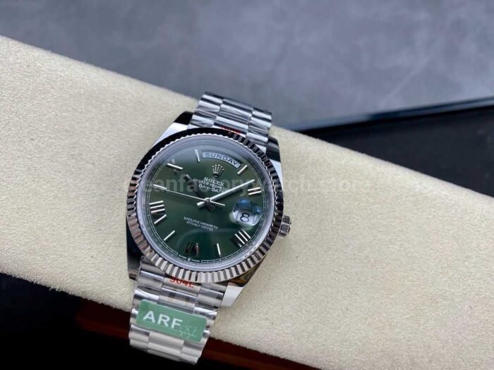 ARF Factory Counterweight Rolex Day-Date 228239-0033 40mm White Gold Roman Numerals Olive Green Dial - Image 4