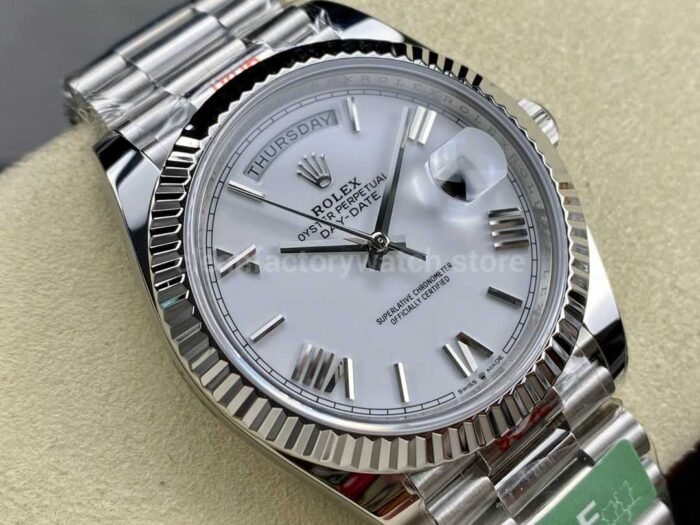 ARF Factory Counterweight Rolex Day-Date 228239 40mm White Gold Roman Numerals White Dial - Image 2