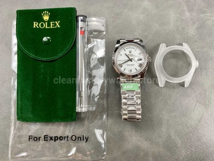 ARF Factory Counterweight Rolex Day-Date 228239 40mm White Gold Roman Numerals White Dial - Image 9