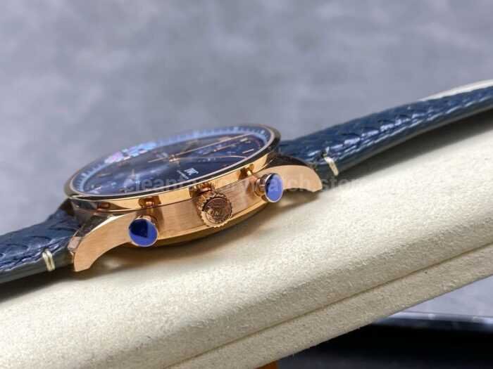 AZ Factory IWC Portuguese Chronograph IW371614 41mm Rose Gold Arabic Numerals Blue Dial 2 Super Clone Watch,Clean Factory Watch