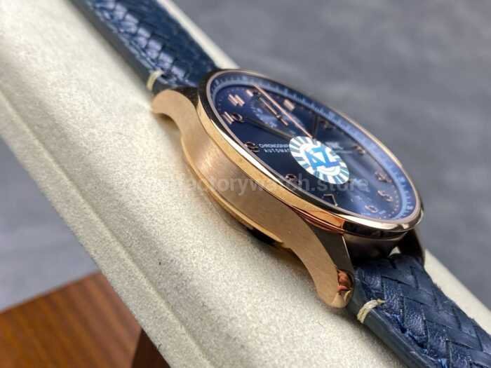 AZ Factory IWC Portuguese Chronograph IW371614 41mm Rose Gold Arabic Numerals Blue Dial 3 Super Clone Watch,Clean Factory Watch