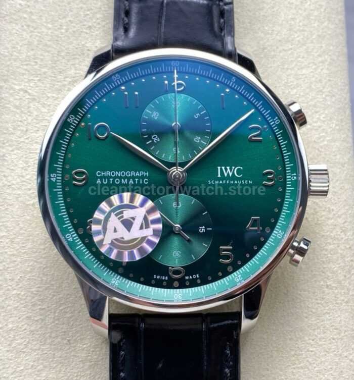 AZ Factory IWC Portuguese Chronograph IW371615 41mm Arabic Numerals Green Dial 2 Super Clone Watch,Clean Factory Watch