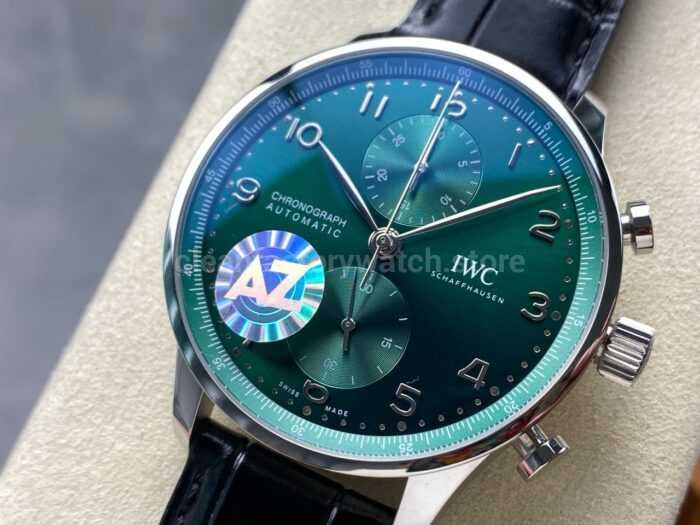 AZ Factory IWC Portuguese Chronograph IW371615 41mm Arabic Numerals Green Dial 3 Super Clone Watch,Clean Factory Watch