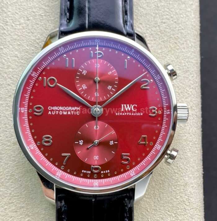 AZ Factory IWC Portuguese Chronograph IW371616 41mm Arabic Numerals Red Dial 2 Super Clone Watch,Clean Factory Watch