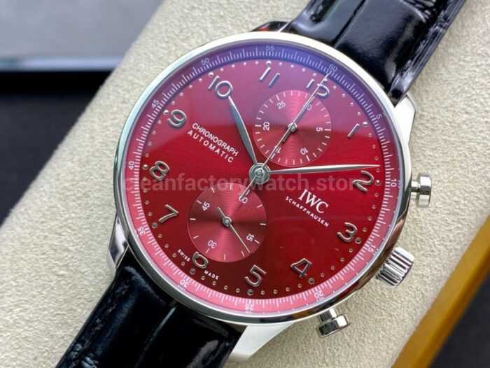 AZ Factory IWC Portuguese Chronograph IW371616 41mm Arabic Numerals Red Dial 3 Super Clone Watch,Clean Factory Watch