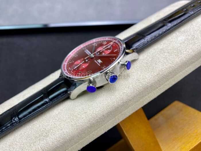 AZ Factory IWC Portuguese Chronograph IW371616 41mm Arabic Numerals Red Dial 8 Super Clone Watch,Clean Factory Watch