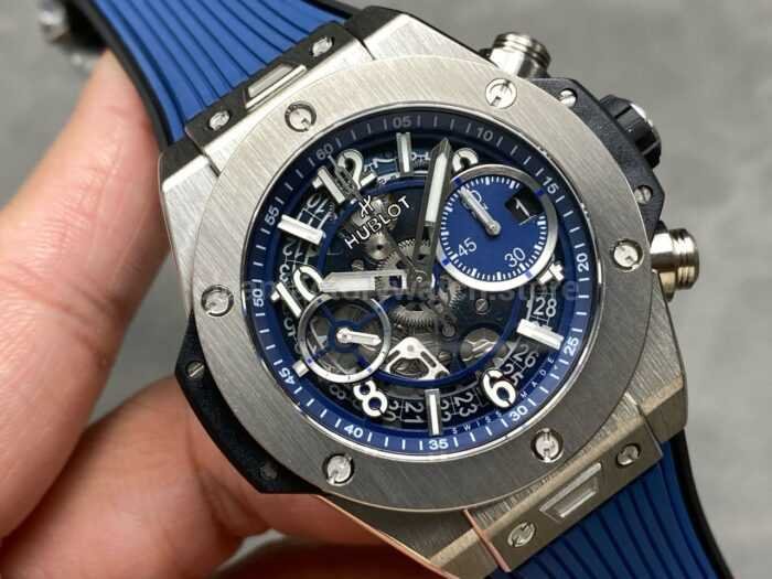 BBF Factory Hublot Big Bang Unico 42mm 421.NX .5170.RX Titanium Blue Rubber Strap Skeletonized Blue Dial 5 Super Clone Watch,Clean Factory Watch