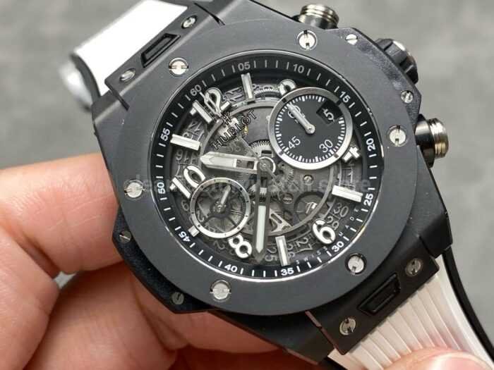 BBF Factory Hublot Big Bang Unico 42mm 441.CI .1171.RX Black Ceramics White Rubber Strap Black Skeletonized 1 Super Clone Watch,Clean Factory Watch