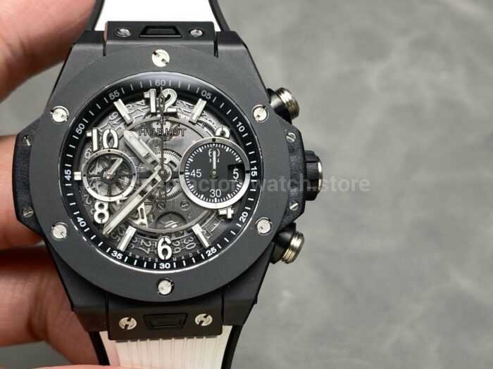 BBF Factory Hublot Big Bang Unico 42mm 441.CI .1171.RX Black Ceramics White Rubber Strap Black Skeletonized 3 Super Clone Watch,Clean Factory Watch