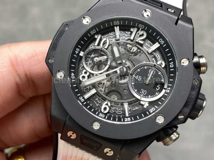 BBF Factory Hublot Big Bang Unico 42mm 441.CI .1171.RX Black Ceramics White Rubber Strap Black Skeletonized 7 Super Clone Watch,Clean Factory Watch