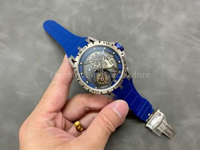 BBR Factory Roger Dubuis Excalibur Spider RDDBEX0479 Tourbillon 45mm Titanium Blue Rubber Strap Blue 6 Super Clone Watch,Clean Factory Watch