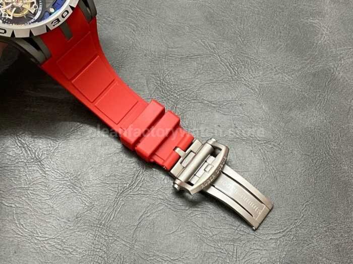 BBR Factory Roger Dubuis Excalibur Spider RDDBEX0479 Tourbillon 45mm Titanium Red Rubber Strap Blue Di 4 Super Clone Watch,Clean Factory Watch