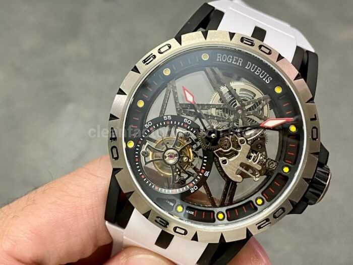 BBR Factory Roger Dubuis Excalibur Spider RDDBEX0479 Tourbillon 45mm Titanium White Rubber Strap Bl 6 Super Clone Watch,Clean Factory Watch