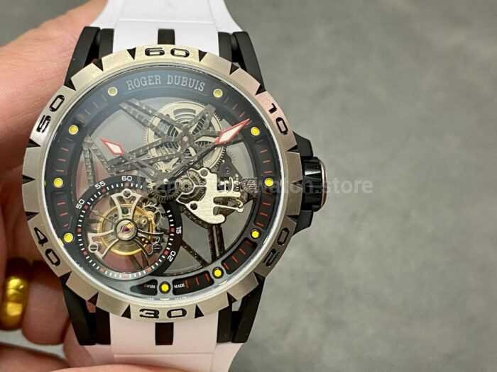 BBR Factory Roger Dubuis Excalibur Spider RDDBEX0479 Tourbillon 45mm Titanium White Rubber Strap Bl 8 Super Clone Watch,Clean Factory Watch