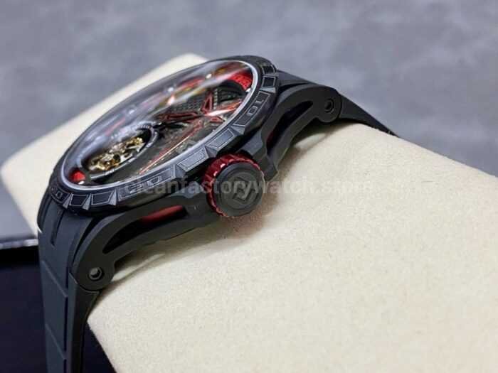 BBR Factory Roger Dubuis Tourbillon Excalibur RDDBEX0644 45mm Titanium Rubber Strap Skeletonized Red 4 Super Clone Watch,Clean Factory Watch
