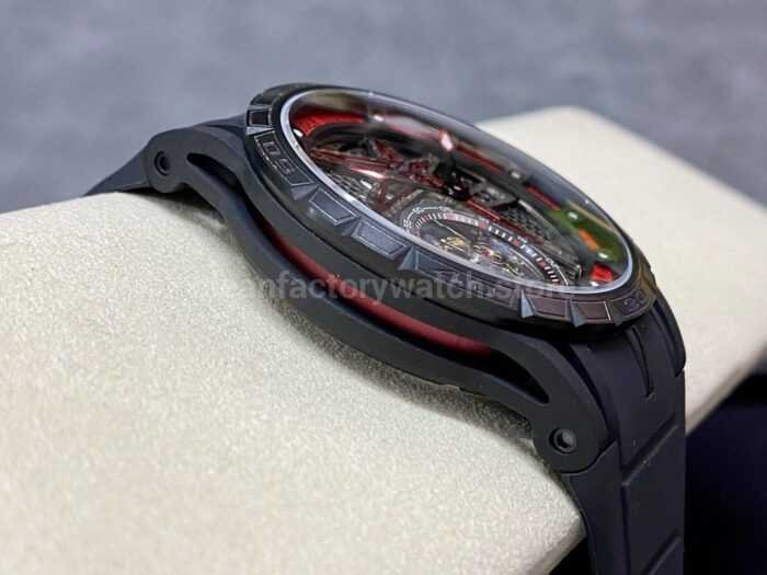 BBR Factory Roger Dubuis Tourbillon Excalibur RDDBEX0644 45mm Titanium Rubber Strap Skeletonized Red 7 Super Clone Watch,Clean Factory Watch