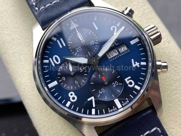 BLS Factory IWC Pilot Chronograph IW388102 41mm Leather Strap Blue Dial - Image 2