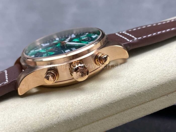 BLS Factory IWC Pilot Chronograph IW388110 41mm Leather Strap Green Dial - Image 6