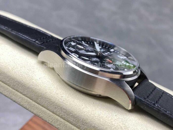 BLS Factory IWC Pilot Chronograph IW388111 41mm Leather Strap Arabic Numerals Black Dial - Image 5