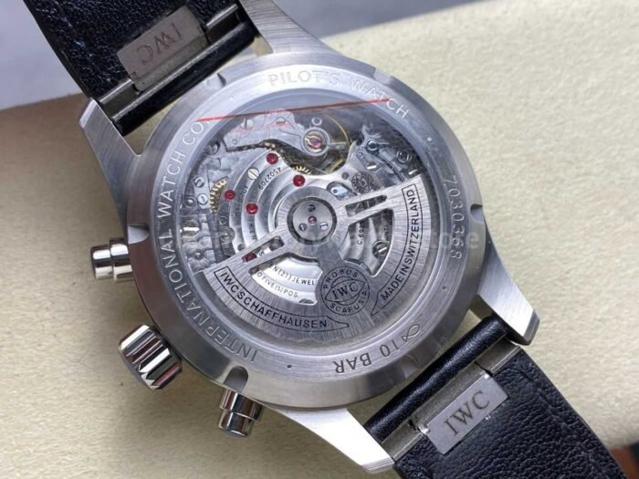 BLS Factory IWC Pilot Chronograph IW388111 41mm Leather Strap Arabic Numerals Black Dial - Image 7