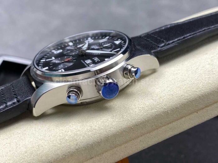 BLS Factory IWC Pilot Chronograph IW388111 41mm Leather Strap Arabic Numerals Black Dial - Image 6