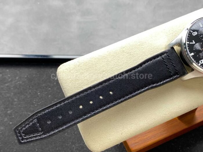BLS Factory IWC Pilot Chronograph IW388111 41mm Leather Strap Arabic Numerals Black Dial - Image 9
