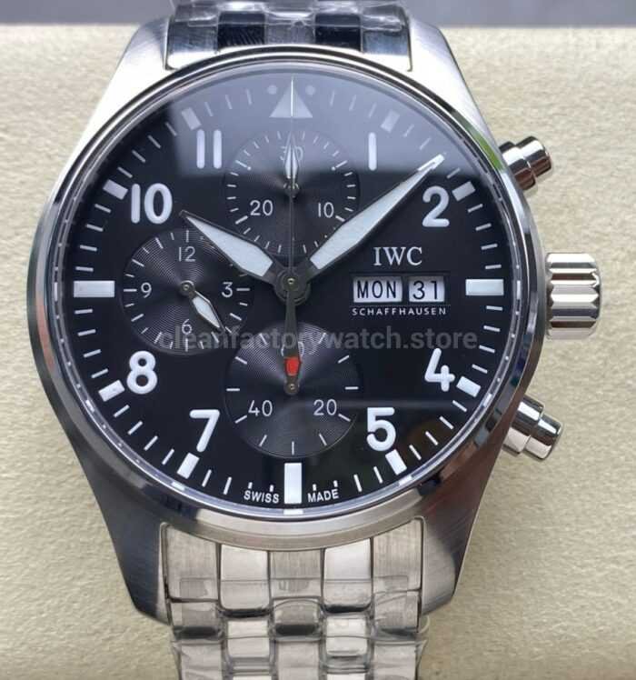 BLS Factory IWC Pilot Chronograph IW388111 41mm Steel Arabic Numerals Black Dial 1 Super Clone Watch,Clean Factory Watch