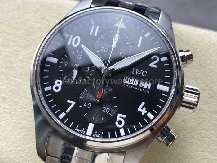 BLS Factory IWC Pilot Chronograph IW388111 41mm Steel Arabic Numerals Black Dial 2 Super Clone Watch,Clean Factory Watch