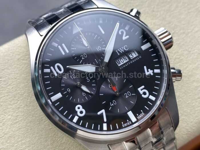 BLS Factory IWC Pilot Chronograph IW388111 41mm Steel Arabic Numerals Black Dial 4 Super Clone Watch,Clean Factory Watch