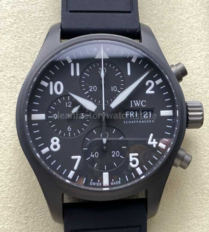 BLS Factory IWC Pilot Chronograph Top Gun IW388106 41mm Black Dial 2 Super Clone Watch,Clean Factory Watch