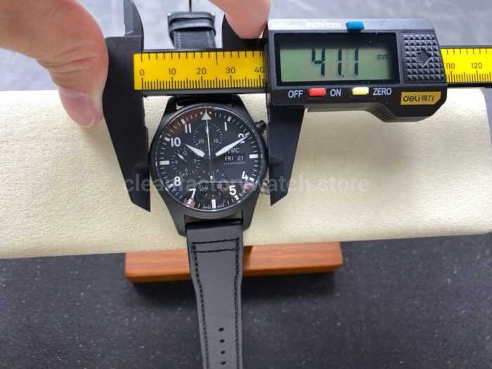 BLS Factory IWC Pilot Chronograph Top Gun IW388106 41mm Leather Strap Black Dial 10 Super Clone Watch,Clean Factory Watch