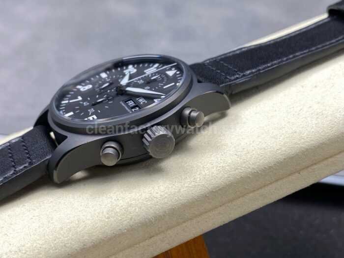 BLS Factory IWC Pilot Chronograph Top Gun IW388106 41mm Leather Strap Black Dial 5 Super Clone Watch,Clean Factory Watch