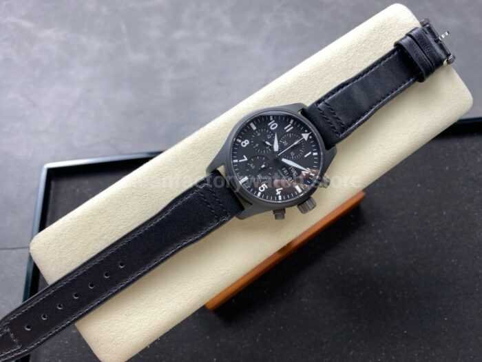 BLS Factory IWC Pilot Chronograph Top Gun IW388106 41mm Leather Strap Black Dial 6 Super Clone Watch,Clean Factory Watch