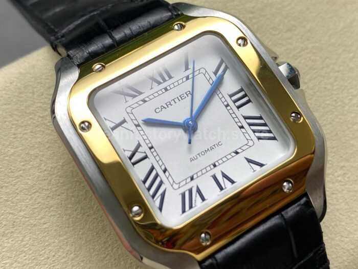 BV Factory Cartier Santos W2SA0016 35.1mm Leather Strap Roman Numerals Silver Dial 1 Super Clone Watch,Clean Factory Watch