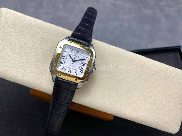 BV Factory Cartier Santos W2SA0016 35.1mm Leather Strap Roman Numerals Silver Dial 7 Super Clone Watch,Clean Factory Watch