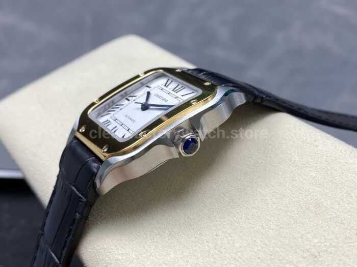 BV Factory Cartier Santos W2SA0016 35.1mm Leather Strap Roman Numerals Silver Dial 9 Super Clone Watch,Clean Factory Watch