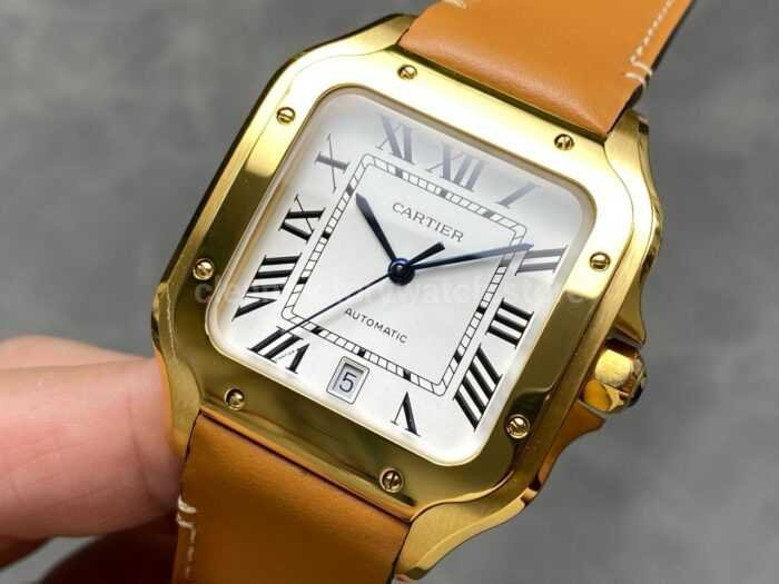 BV Factory Cartier Santos WGSA0029 39.8mm Leather Strap Roman Numerals White Dial 1 Super Clone Watch,Clean Factory Watch