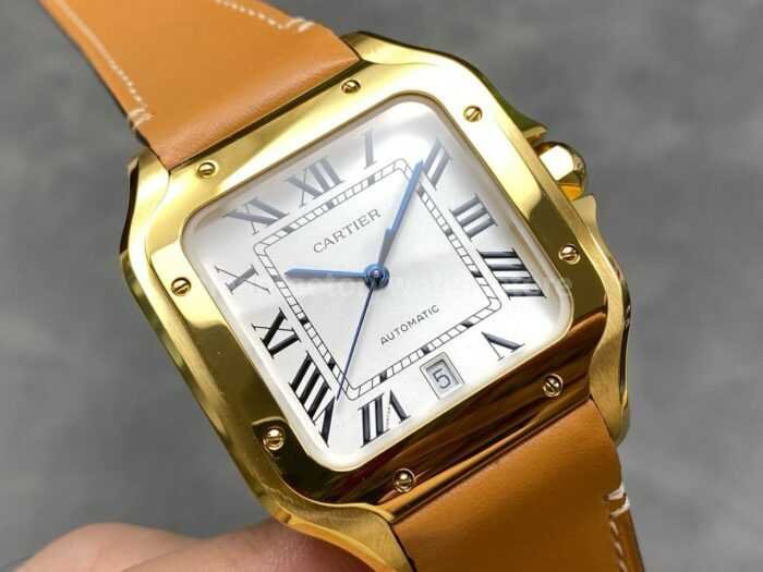 BV Factory Cartier Santos WGSA0029 39.8mm Leather Strap Roman Numerals White Dial 2 Super Clone Watch,Clean Factory Watch