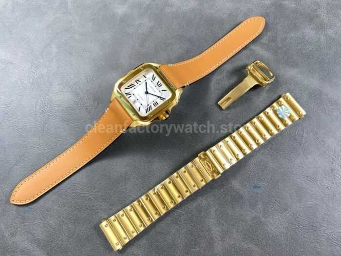 BV Factory Cartier Santos WGSA0029 39.8mm Leather Strap Roman Numerals White Dial 7 Super Clone Watch,Clean Factory Watch